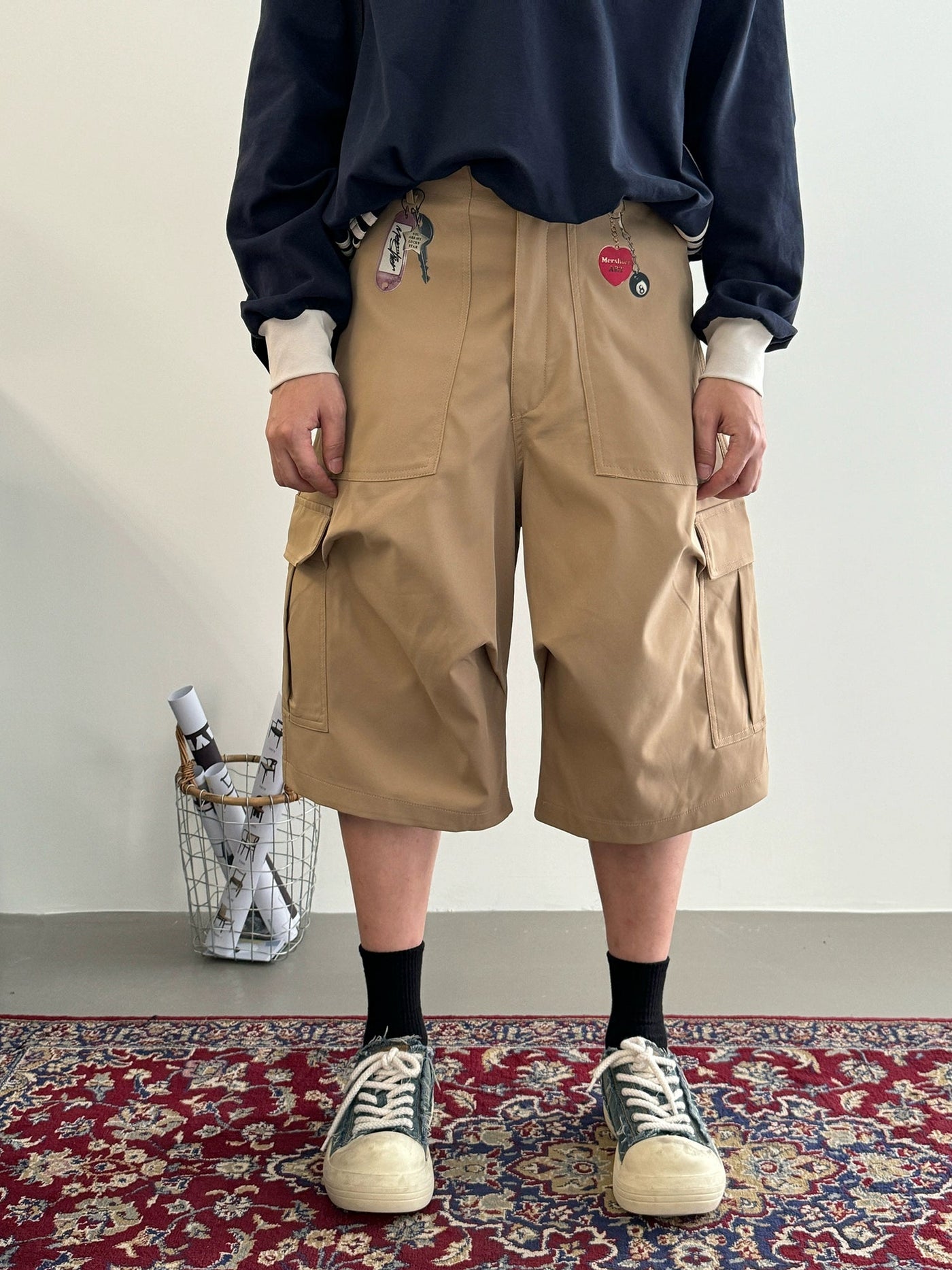 Nine Straight Pleated Cargo Shorts-korean-fashion-Shorts-Nine's Closet-OH Garments