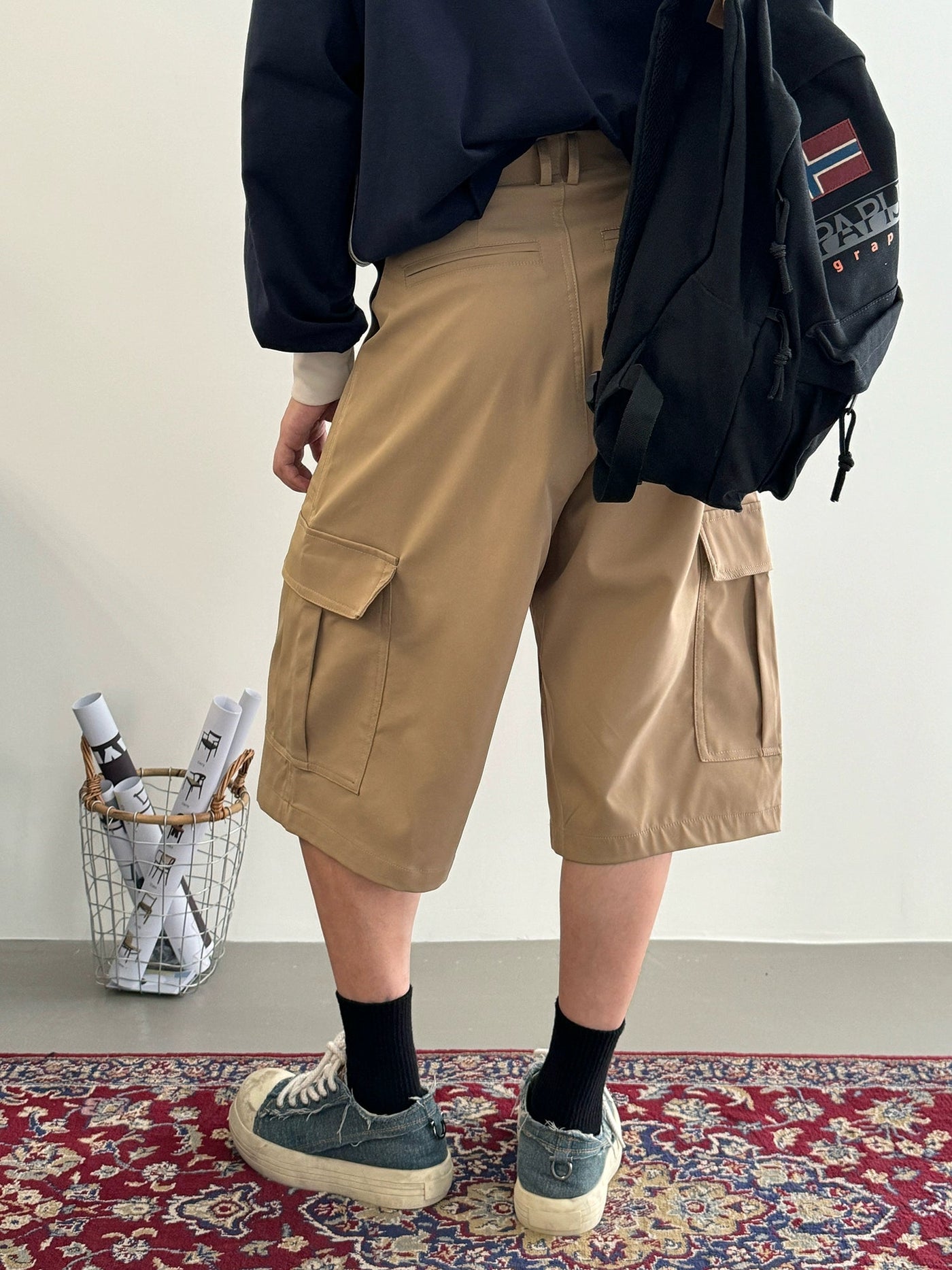 Nine Straight Pleated Cargo Shorts-korean-fashion-Shorts-Nine's Closet-OH Garments