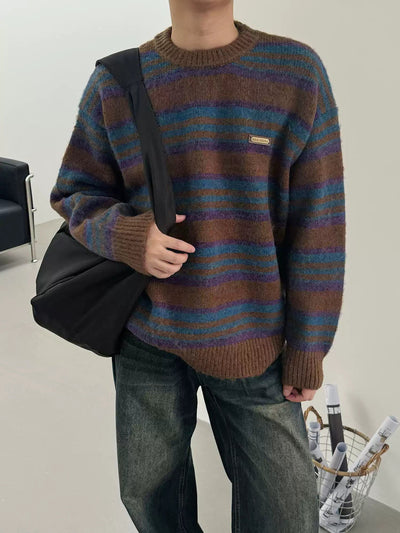 Nine Striped Loose Fit Sweater-korean-fashion-Sweater-Nine's Closet-OH Garments