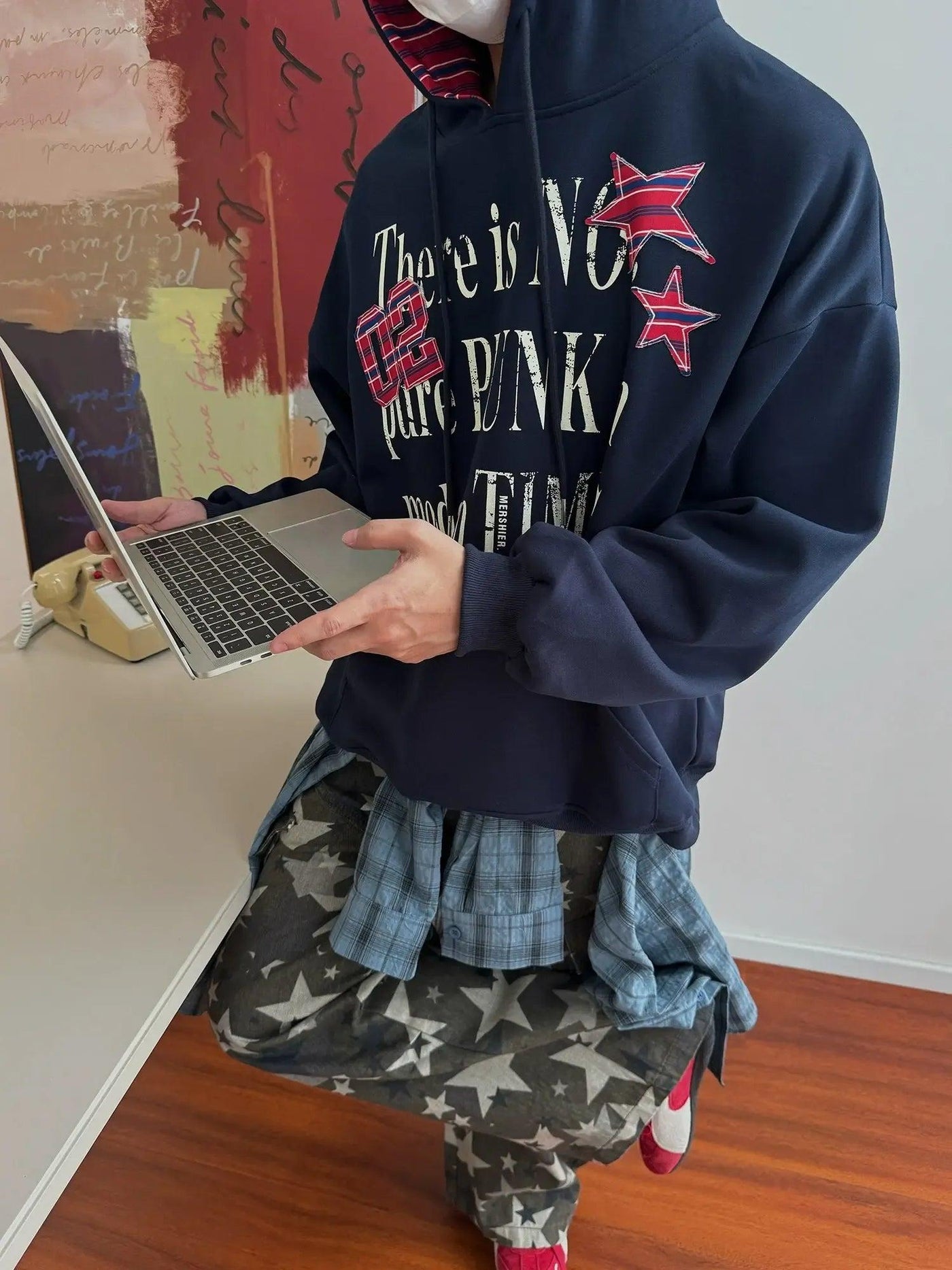 Nine Striped Patches Printed Hoodie-korean-fashion-Hoodie-Nine's Closet-OH Garments