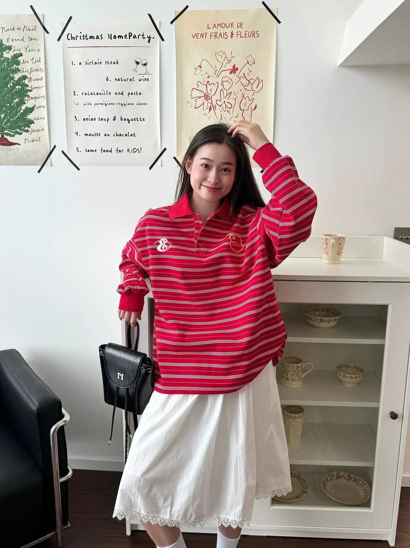 Nine Striped Pattern Long Sleeves Polo-korean-fashion-Polo-Nine's Closet-OH Garments