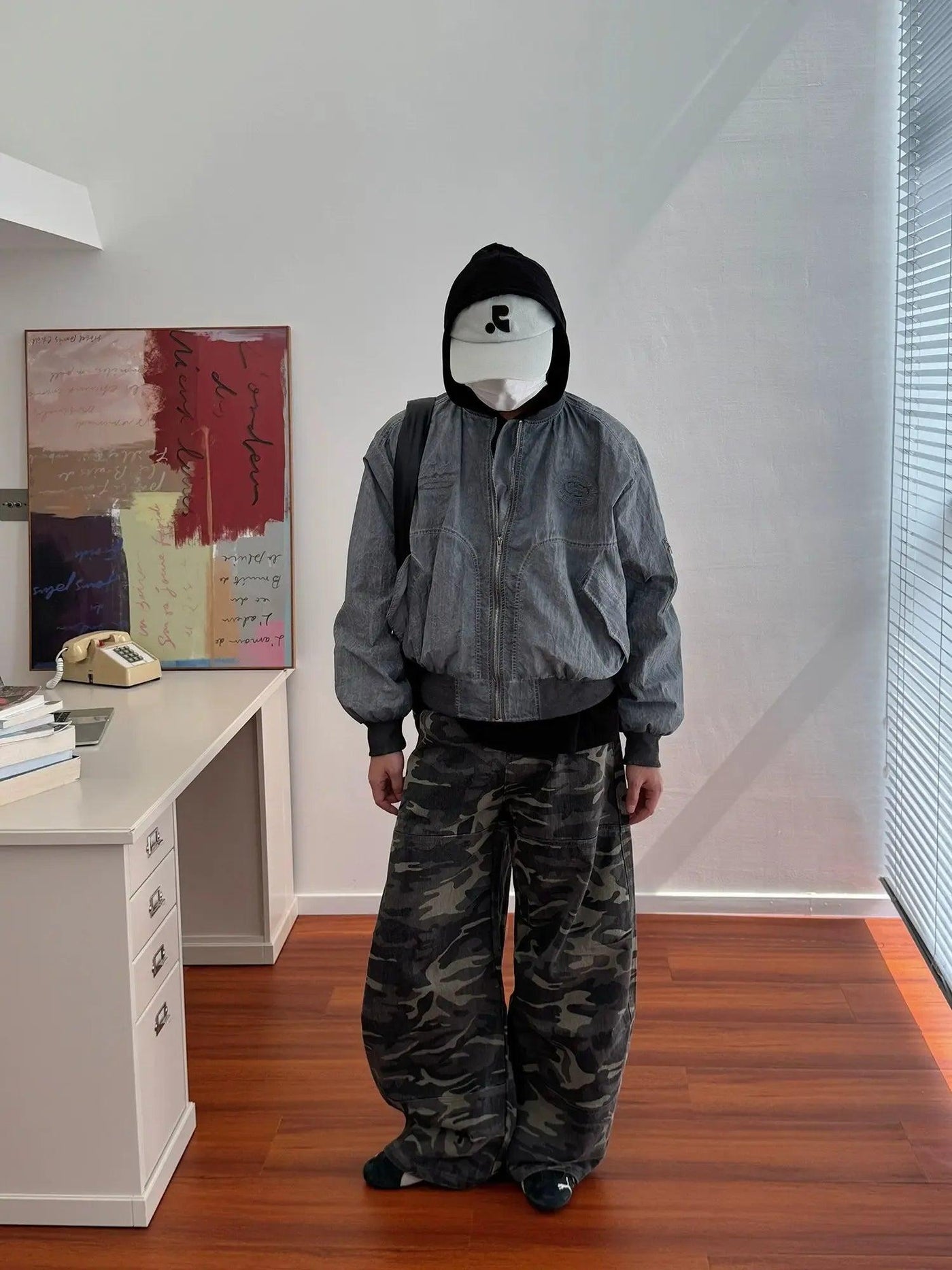Nine Structured Faded Bomber Denim Jacket-korean-fashion-Jacket-Nine's Closet-OH Garments