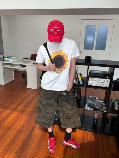 Nine Sunflower Graphic Print T-Shirt-korean-fashion-T-Shirt-Nine's Closet-OH Garments
