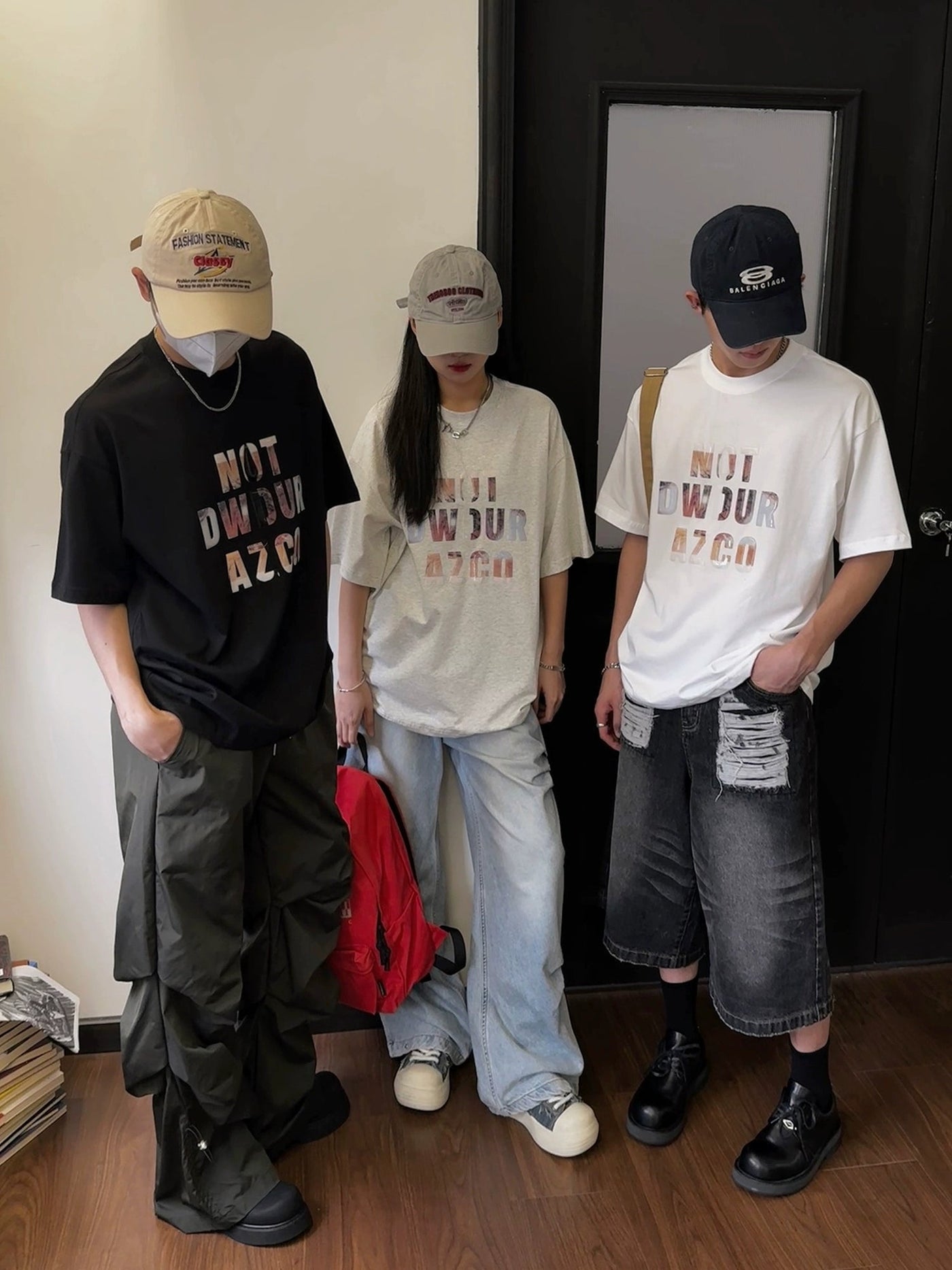 Nine Text with Image Masked T-Shirt-korean-fashion-T-Shirt-Nine's Closet-OH Garments