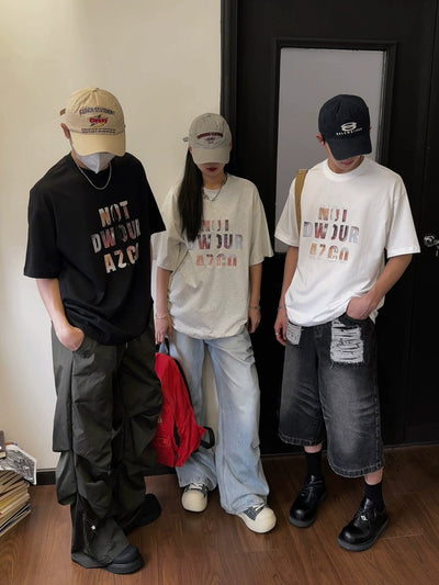 Nine Text with Image Masked T-Shirt-korean-fashion-T-Shirt-Nine's Closet-OH Garments