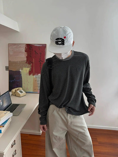 Nine Thin Stripes Long Sleeve T-Shirt-korean-fashion-T-Shirt-Nine's Closet-OH Garments