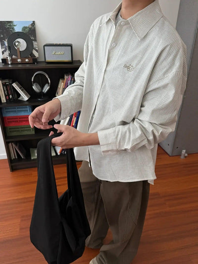 Nine Thin Stripes L/S Shirt-korean-fashion-Shirt-Nine's Closet-OH Garments