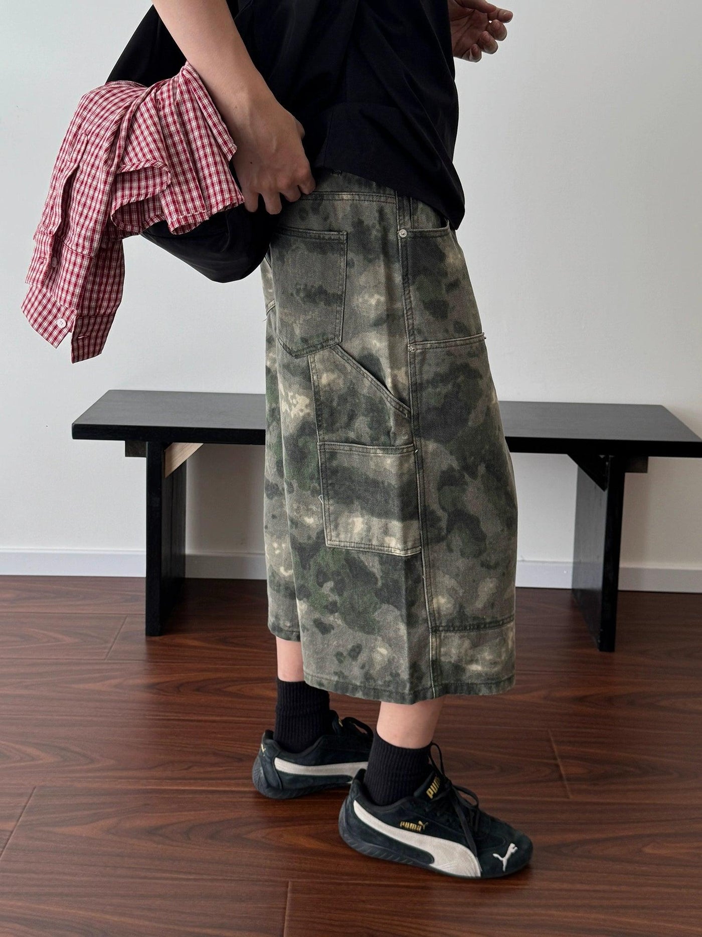 Nine Tie-Dyed Camouflage Cargo Shorts-korean-fashion-Shorts-Nine's Closet-OH Garments
