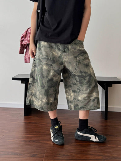 Nine Tie-Dyed Camouflage Cargo Shorts-korean-fashion-Shorts-Nine's Closet-OH Garments