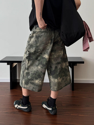 Nine Tie-Dyed Camouflage Cargo Shorts-korean-fashion-Shorts-Nine's Closet-OH Garments
