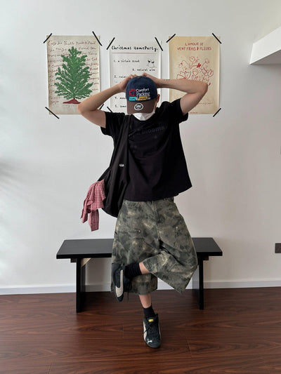 Nine Tie-Dyed Camouflage Cargo Shorts-korean-fashion-Shorts-Nine's Closet-OH Garments