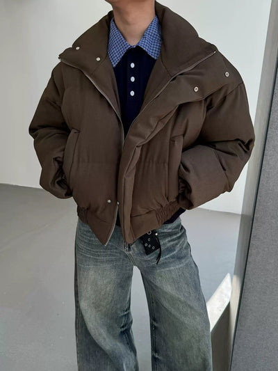 Nine Two-Pocket High Collar Puffer Jacket-korean-fashion-Jacket-Nine's Closet-OH Garments