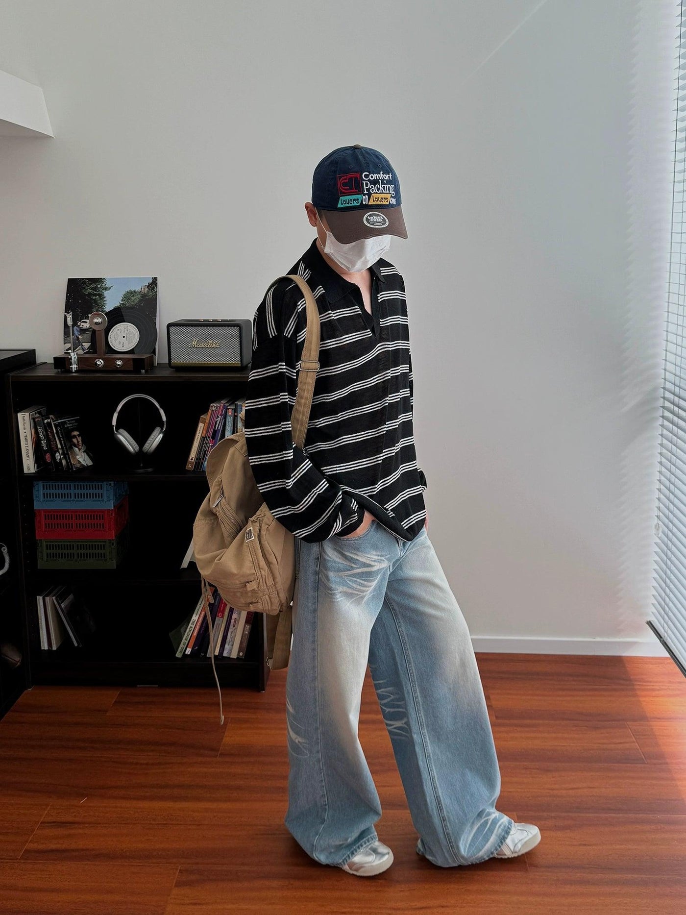 Nine V-Neck Striped Knit Polo-korean-fashion-Polo-Nine's Closet-OH Garments