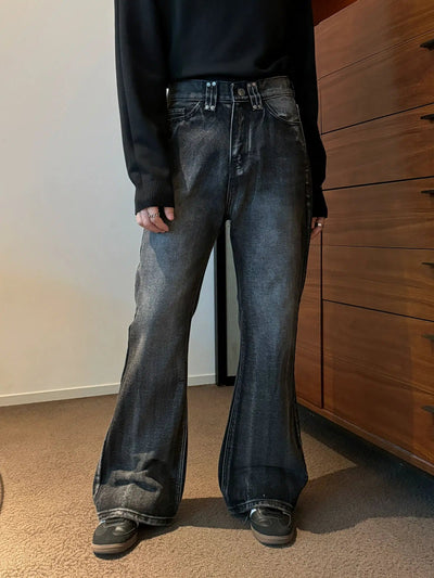 Nine Washed and Faded Flare Jeans-korean-fashion-Jeans-Nine's Closet-OH Garments