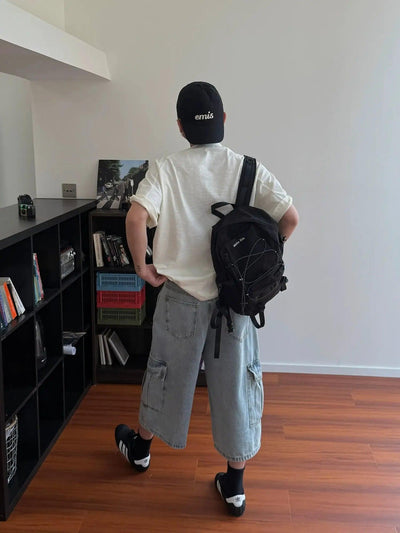 Nine Washed Big Pocket Cargo Denim Shorts-korean-fashion-Shorts-Nine's Closet-OH Garments