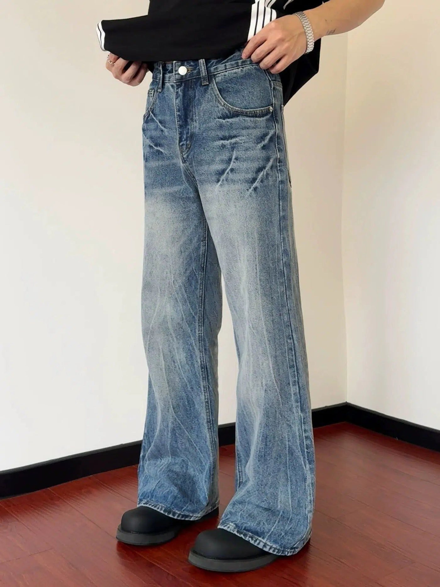 Nine Washed Bootcut Jeans-korean-fashion-Jeans-Nine's Closet-OH Garments