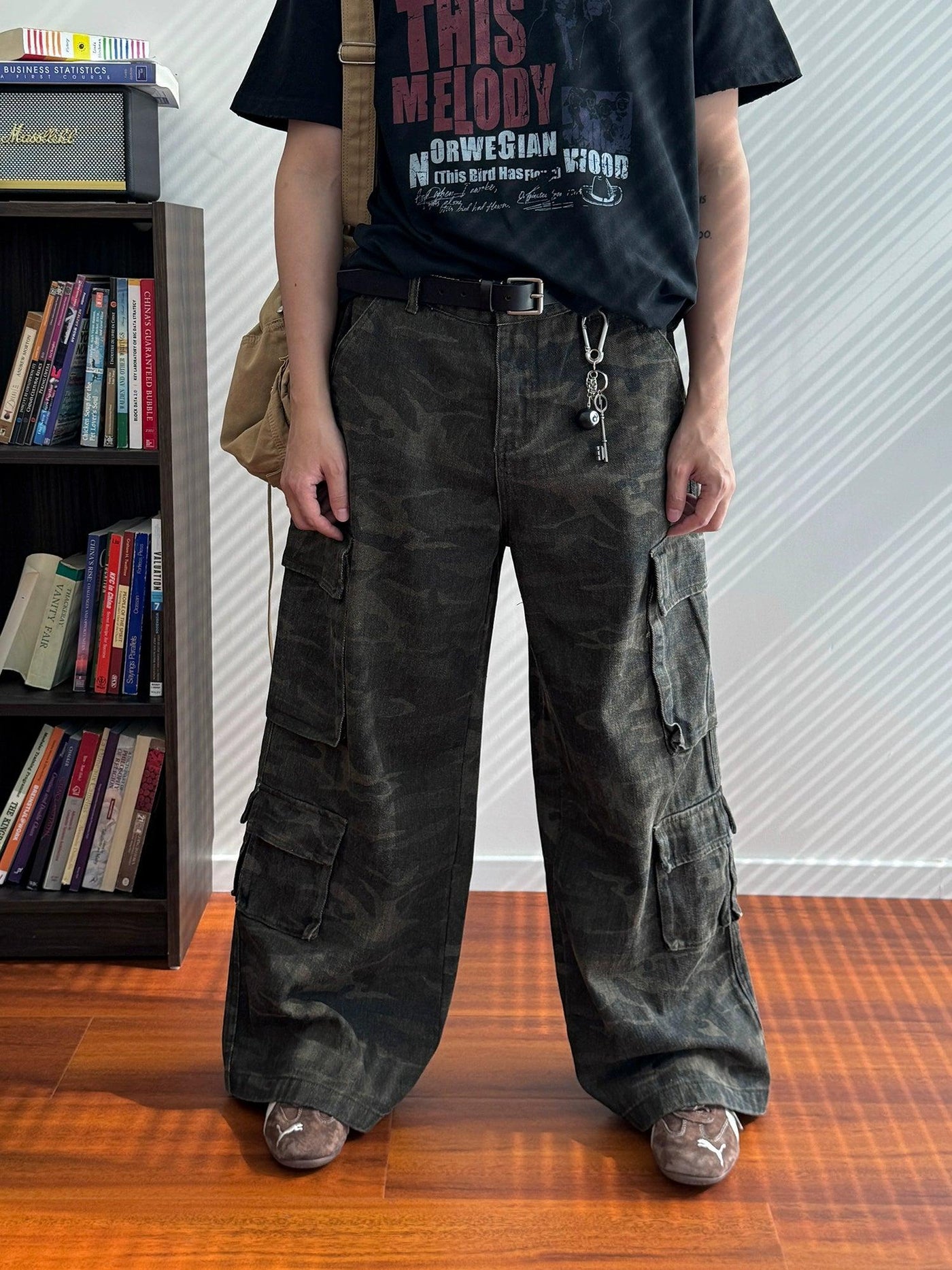 Nine Washed Camouflage Cargo Pants-korean-fashion-Pants-Nine's Closet-OH Garments