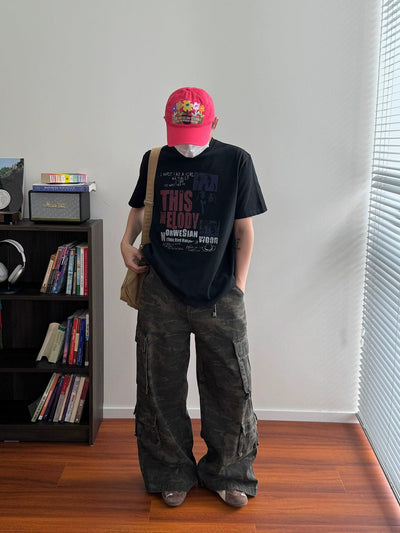 Nine Washed Camouflage Cargo Pants-korean-fashion-Pants-Nine's Closet-OH Garments