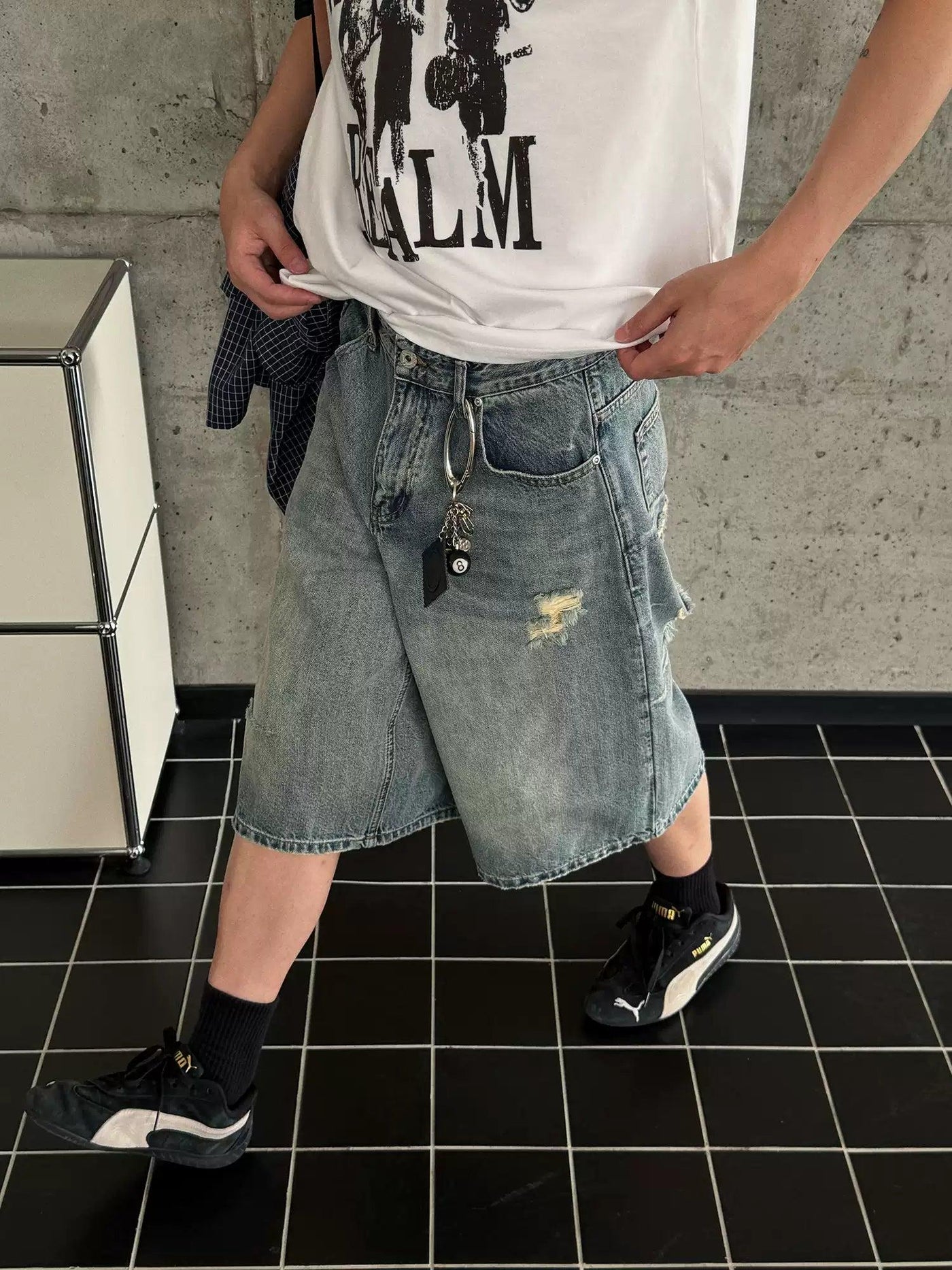Nine Washed & Distressed Denim Shorts-korean-fashion-Shorts-Nine's Closet-OH Garments
