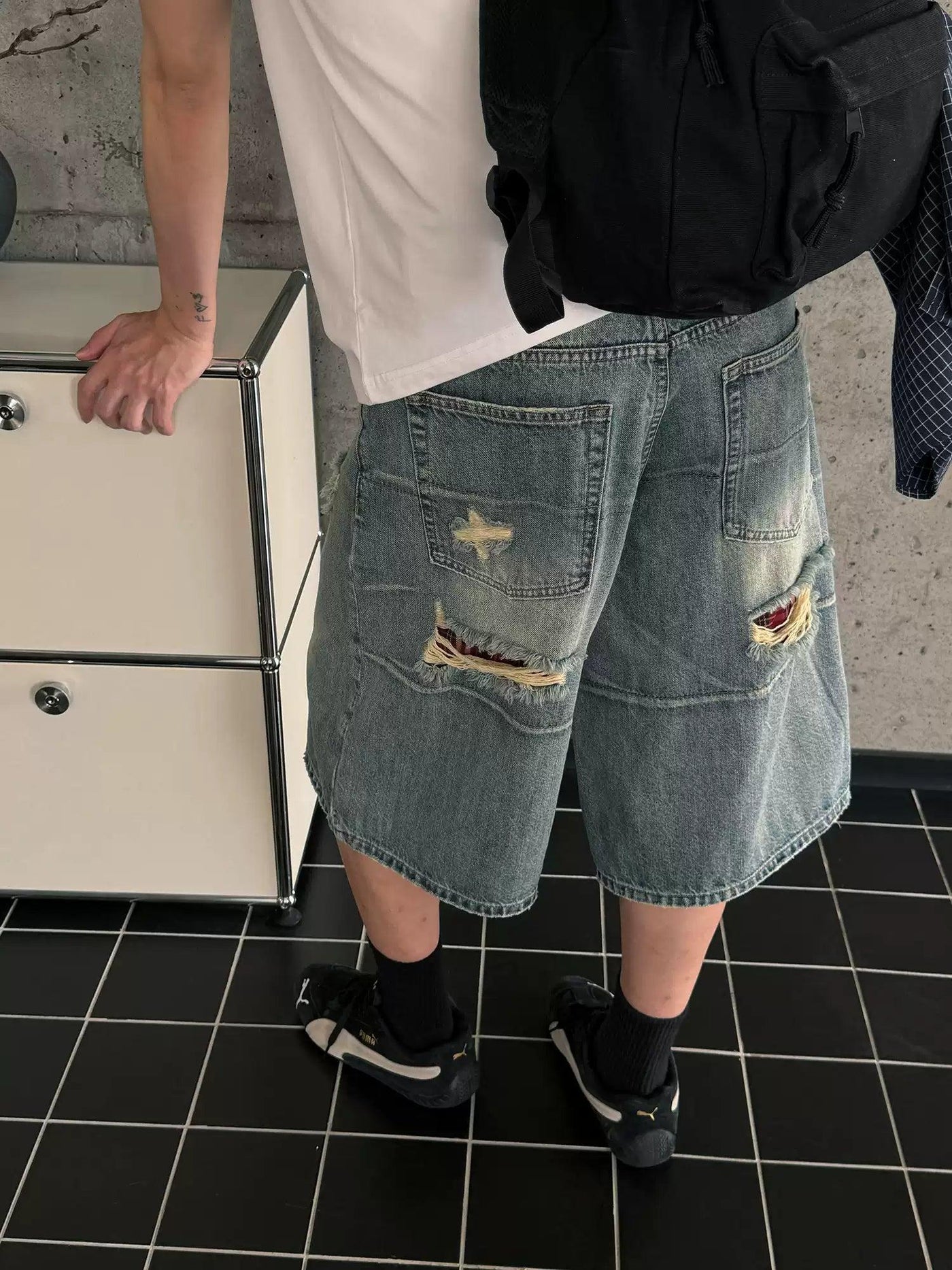 Nine Washed & Distressed Denim Shorts-korean-fashion-Shorts-Nine's Closet-OH Garments