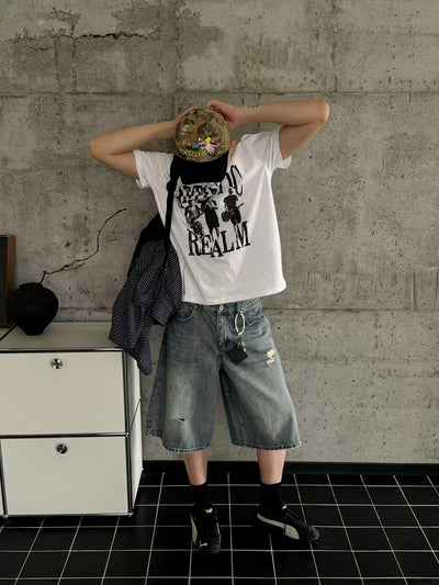 Nine Washed & Distressed Denim Shorts-korean-fashion-Shorts-Nine's Closet-OH Garments
