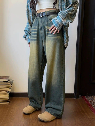Nine Washed & Faded Straight Jeans-korean-fashion-Jeans-Nine's Closet-OH Garments