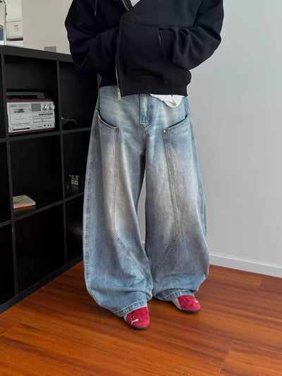 Nine Washed Faded Structured Wide Leg Jeans-korean-fashion-Jeans-Nine's Closet-OH Garments