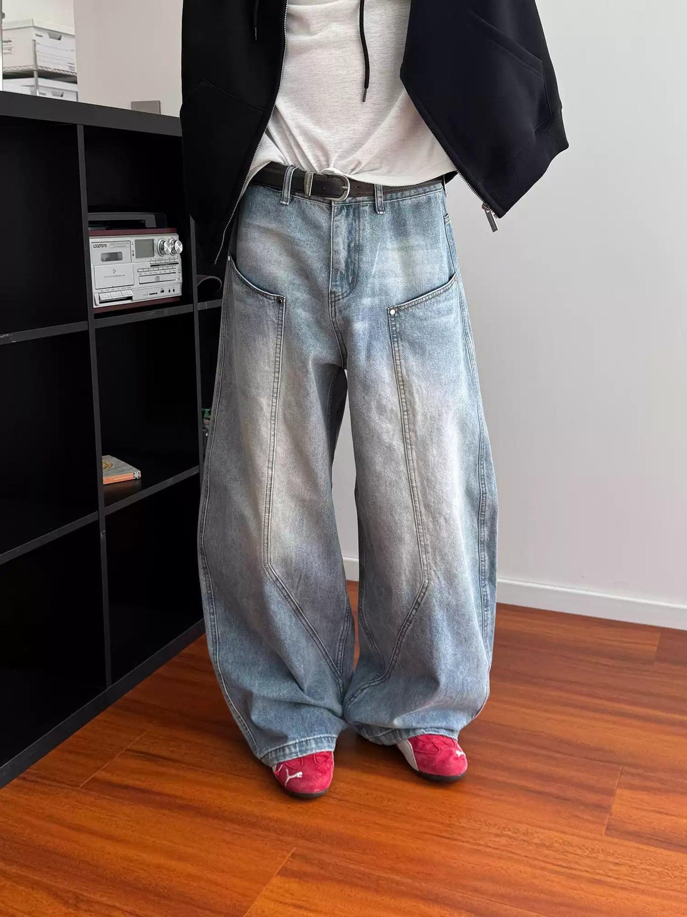 Nine Washed Faded Structured Wide Leg Jeans-korean-fashion-Jeans-Nine's Closet-OH Garments