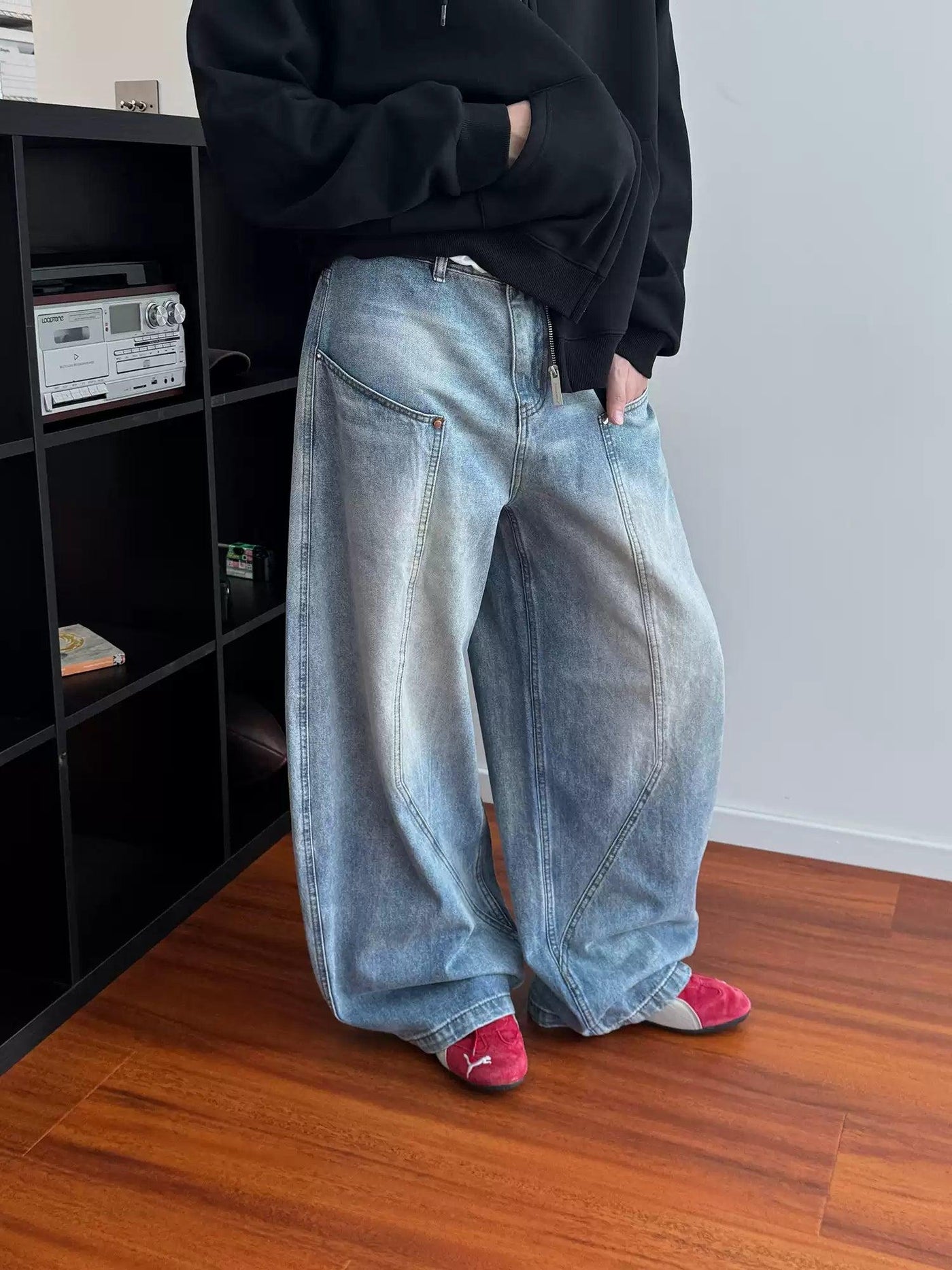 Nine Washed Faded Structured Wide Leg Jeans-korean-fashion-Jeans-Nine's Closet-OH Garments