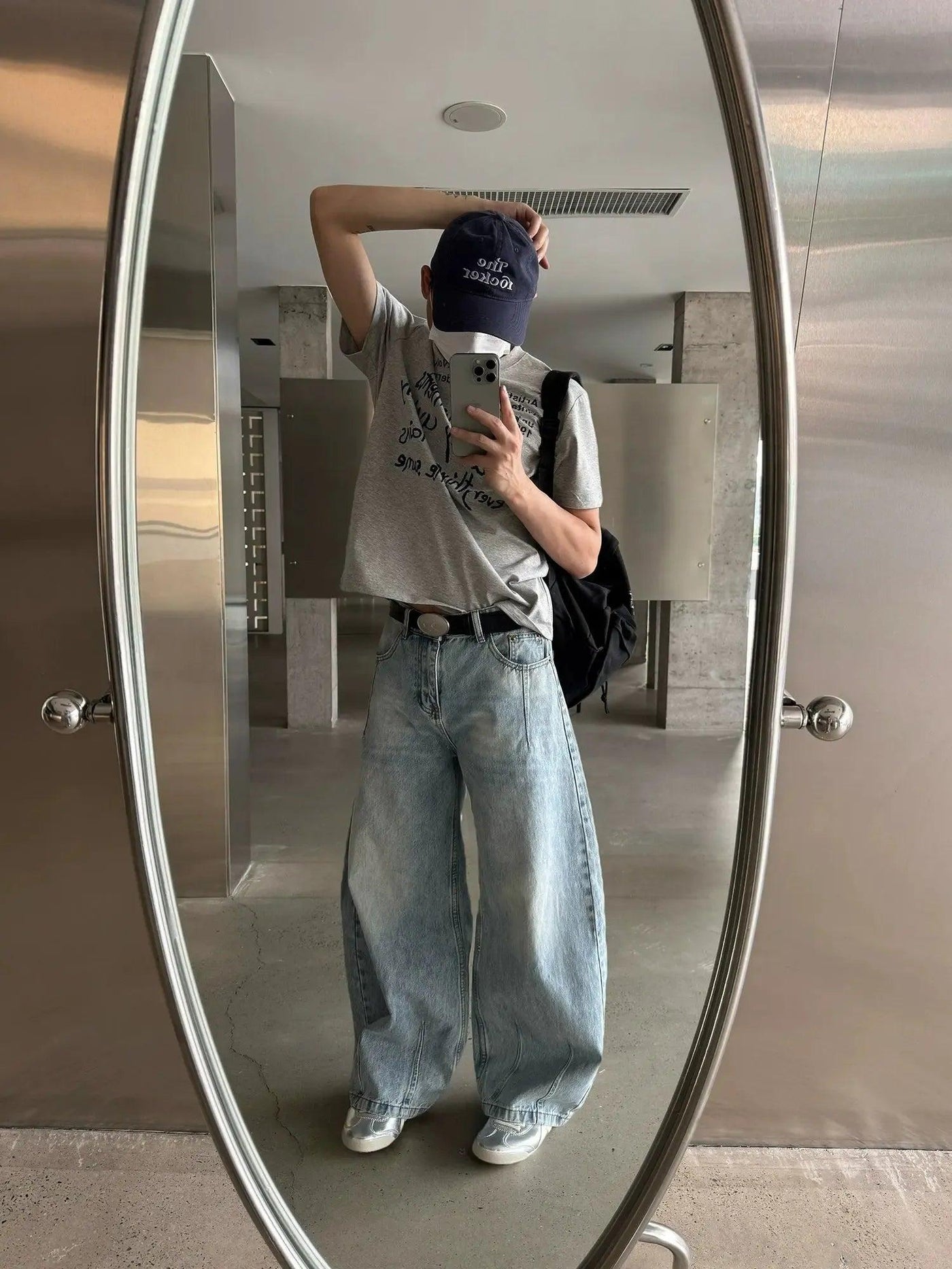 Nine Washed & Faded Wide Fit Jeans-korean-fashion-Jeans-Nine's Closet-OH Garments