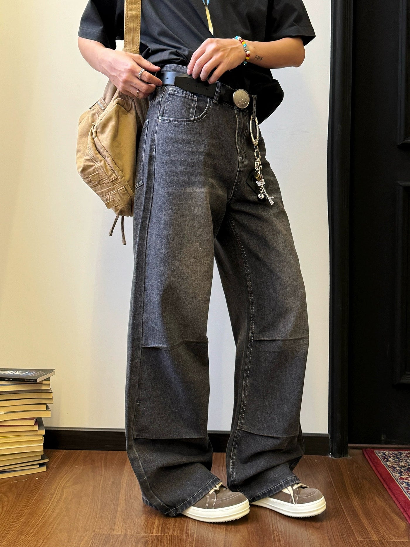 Nine Washed Front Pleated Jeans-korean-fashion-Jeans-Nine's Closet-OH Garments