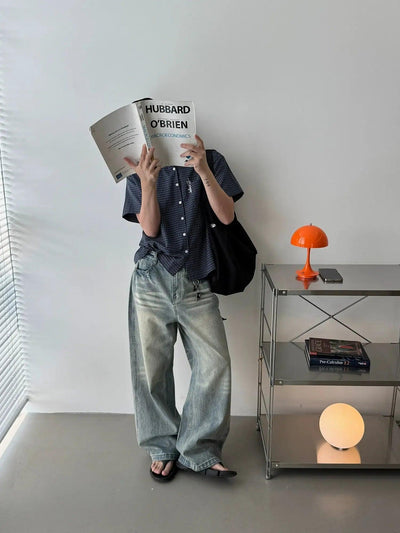 Nine Washed Multi-Whisker Loose Jeans-korean-fashion-Jeans-Nine's Closet-OH Garments