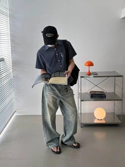 Nine Washed Multi-Whisker Loose Jeans-korean-fashion-Jeans-Nine's Closet-OH Garments
