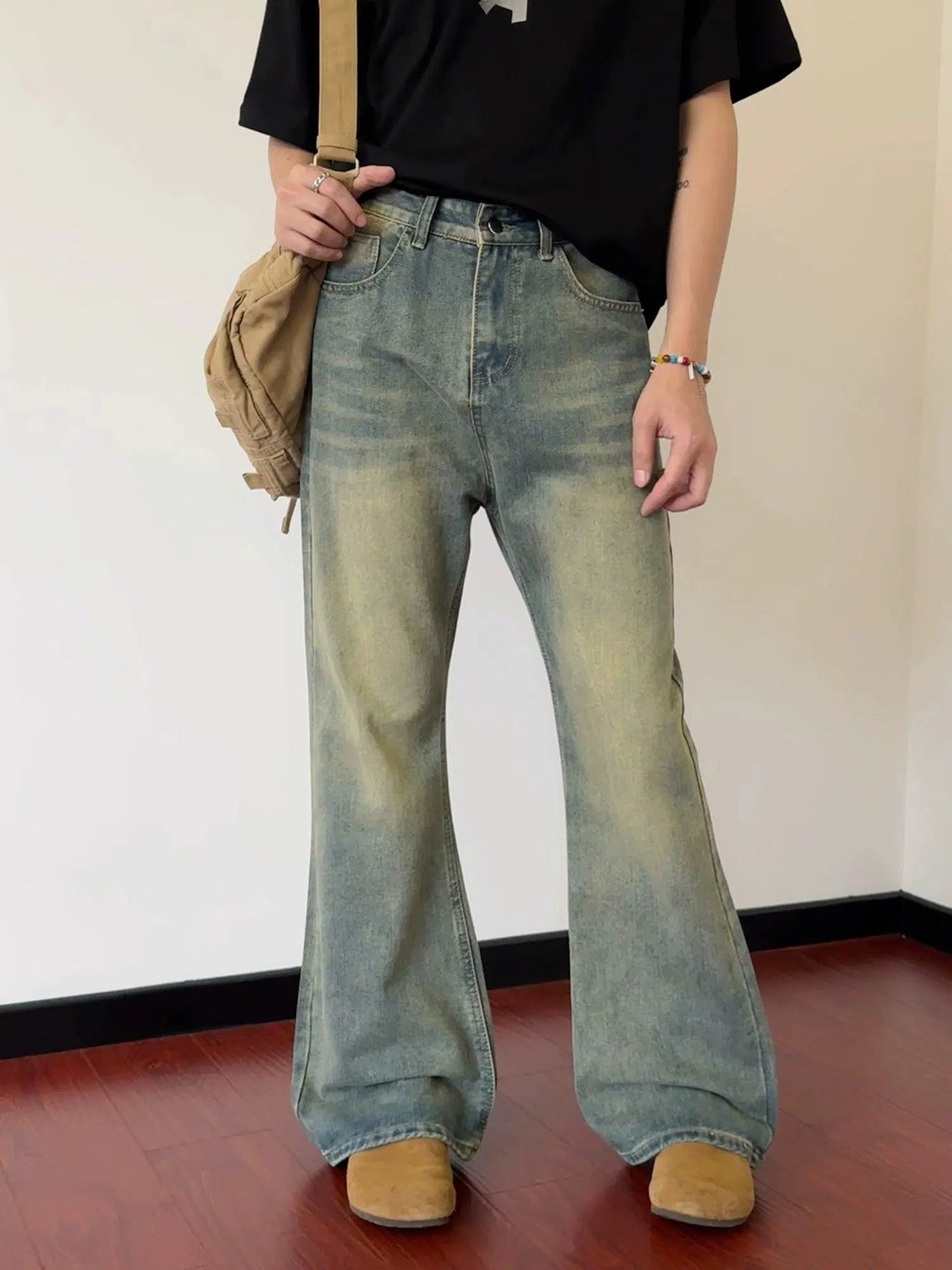Nine Washed Ripped Edge Straight Jeans-korean-fashion-Jeans-Nine's Closet-OH Garments