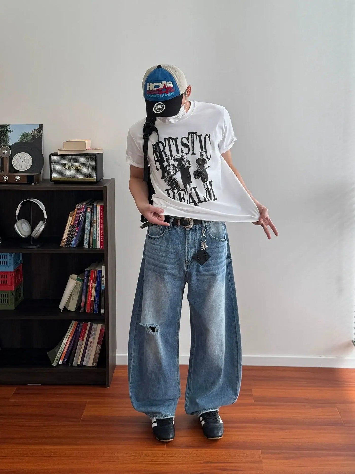 Nine Washed & Ripped Jeans-korean-fashion-Jeans-Nine's Closet-OH Garments