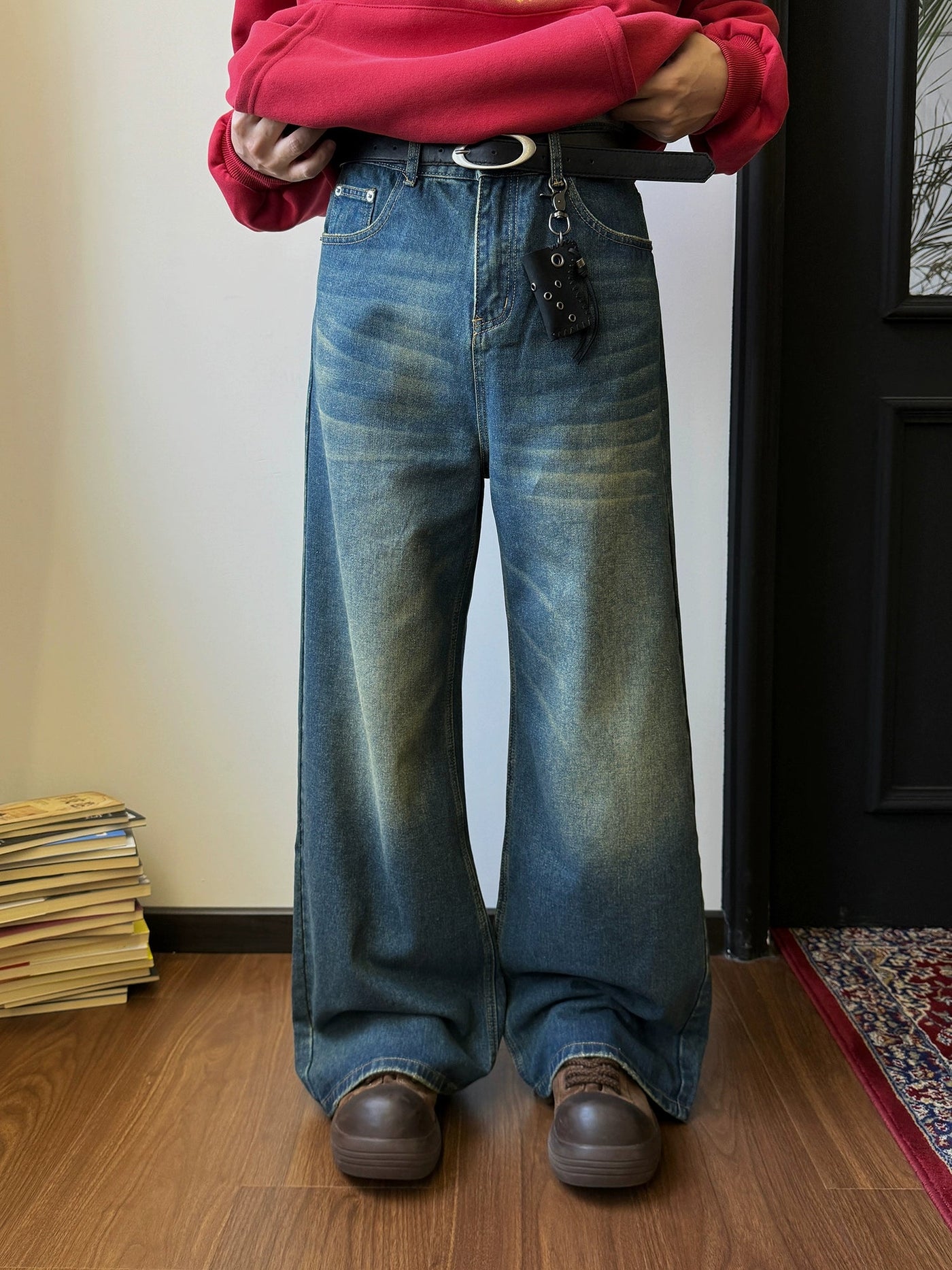 Nine Washed Wide Cut Jeans-korean-fashion-Jeans-Nine's Closet-OH Garments