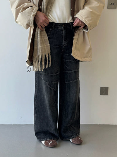 Nine Washed Wide Cut Jeans-korean-fashion-Jeans-Nine's Closet-OH Garments