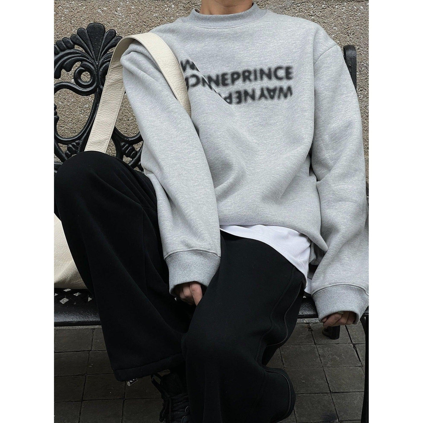 Nine Wayne Prince Flipped Text Crewneck-korean-fashion-Crewneck-Nine's Closet-OH Garments
