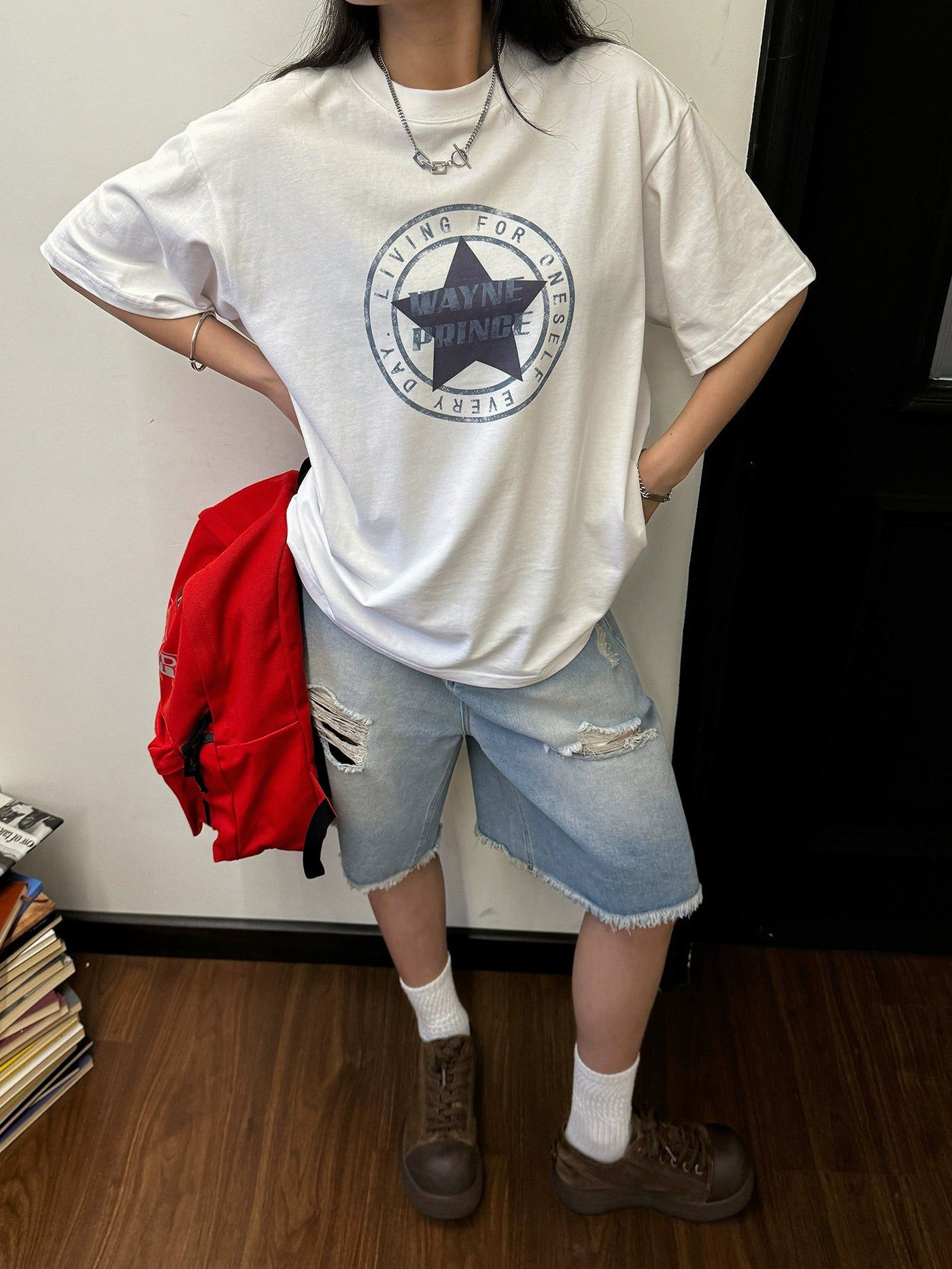 Nine Wayne Prince Stamp T-Shirt-korean-fashion-T-Shirt-Nine's Closet-OH Garments