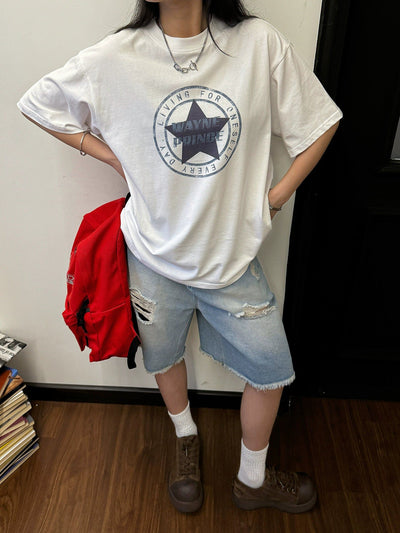Nine Wayne Prince Stamp T-Shirt-korean-fashion-T-Shirt-Nine's Closet-OH Garments