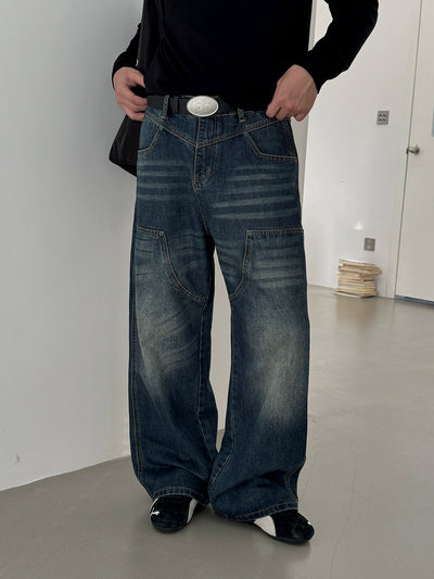 Nine Whiskers Faded Wide Jeans-korean-fashion-Jeans-Nine's Closet-OH Garments