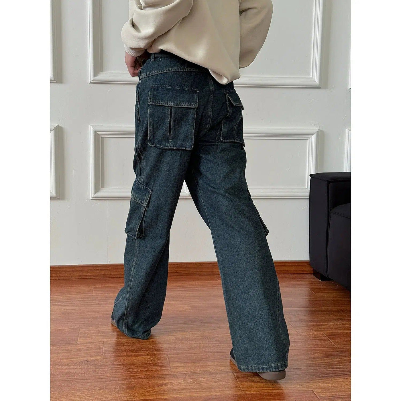 Nine Wide Cargo Style Jeans-korean-fashion-Jeans-Nine's Closet-OH Garments