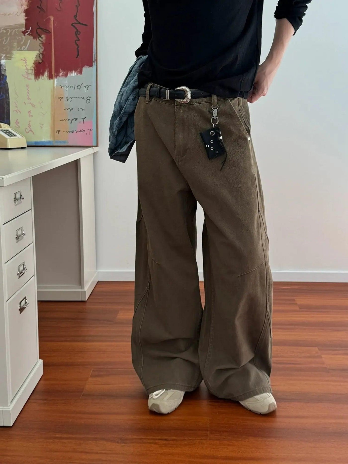 Nine Wide Cut Plain Color Jeans-korean-fashion-Jeans-Nine's Closet-OH Garments