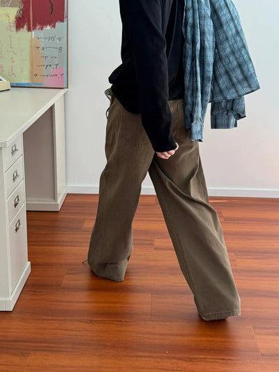 Nine Wide Cut Plain Color Jeans-korean-fashion-Jeans-Nine's Closet-OH Garments