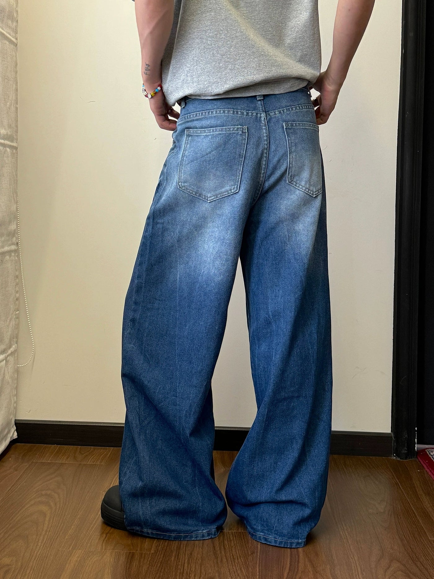 Nine Wide Loose Cut Jeans-korean-fashion-Jeans-Nine's Closet-OH Garments