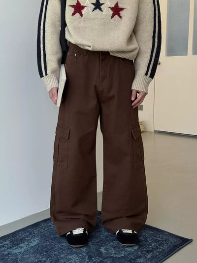 Nine Wide Straight Clean Fit Cargo Pants-korean-fashion-Pants-Nine's Closet-OH Garments