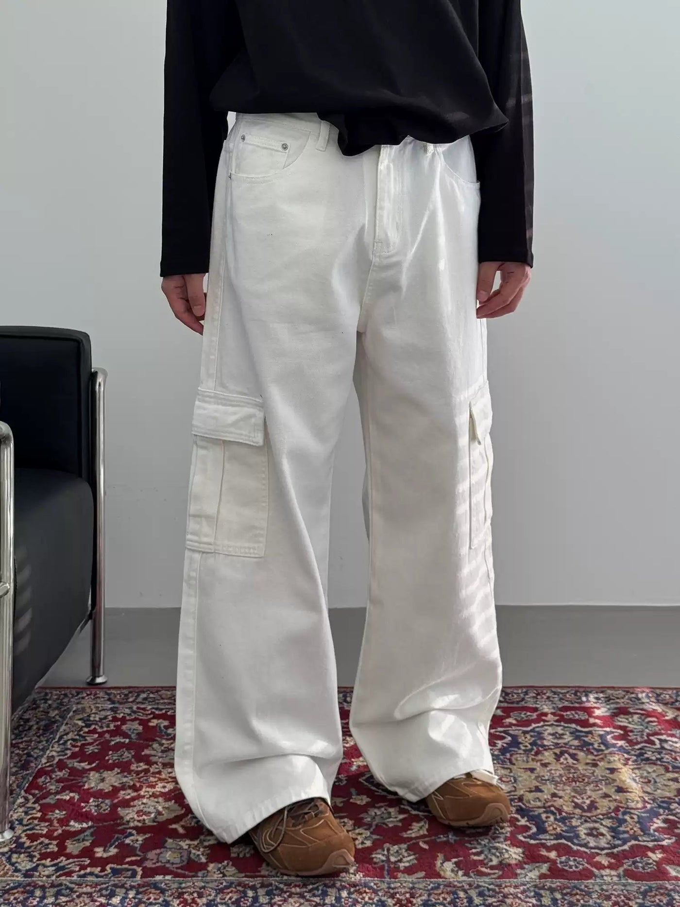 Nine Wide Straight Clean Fit Cargo Pants-korean-fashion-Pants-Nine's Closet-OH Garments