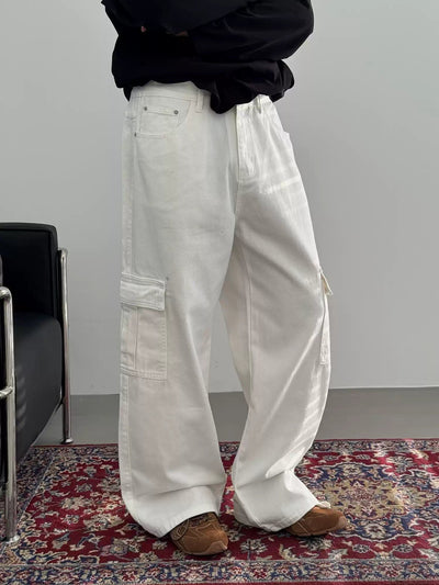 Nine Wide Straight Clean Fit Cargo Pants-korean-fashion-Pants-Nine's Closet-OH Garments