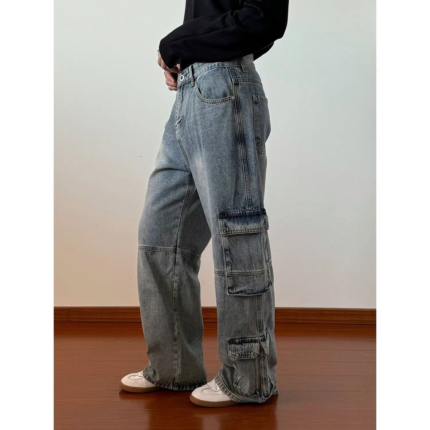 Nine Workwear Cargo Style Jeans-korean-fashion-Jeans-Nine's Closet-OH Garments