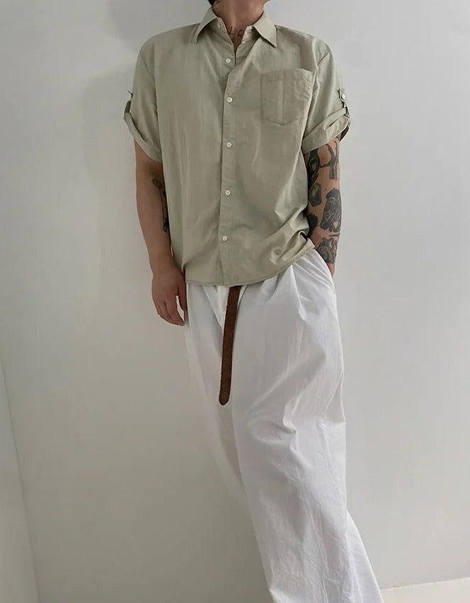OH Adjustable Short Sleeve Shirt-korean-fashion-Shirt-OH Atelier-OH Garments